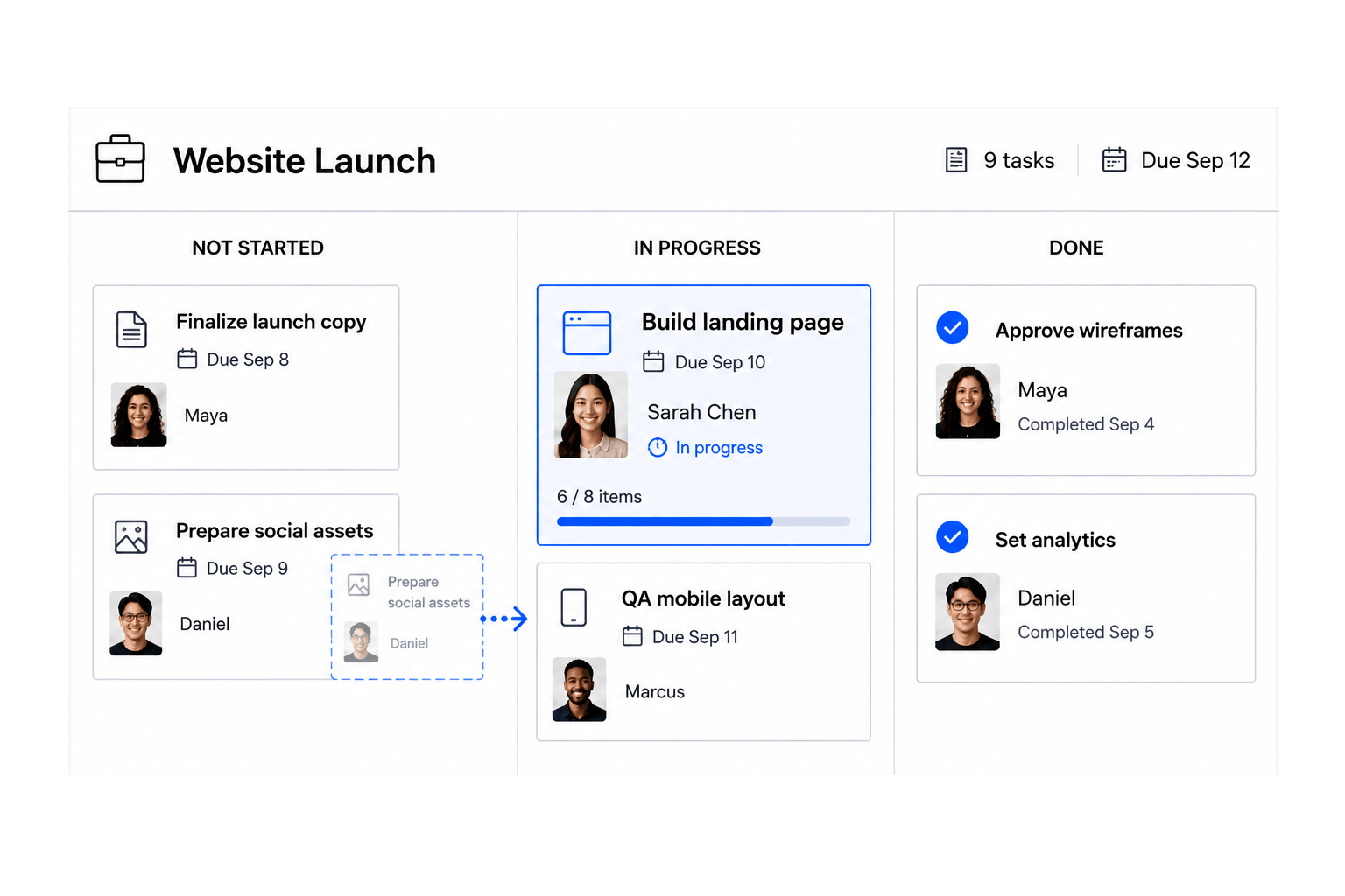 Workhint project management software interface